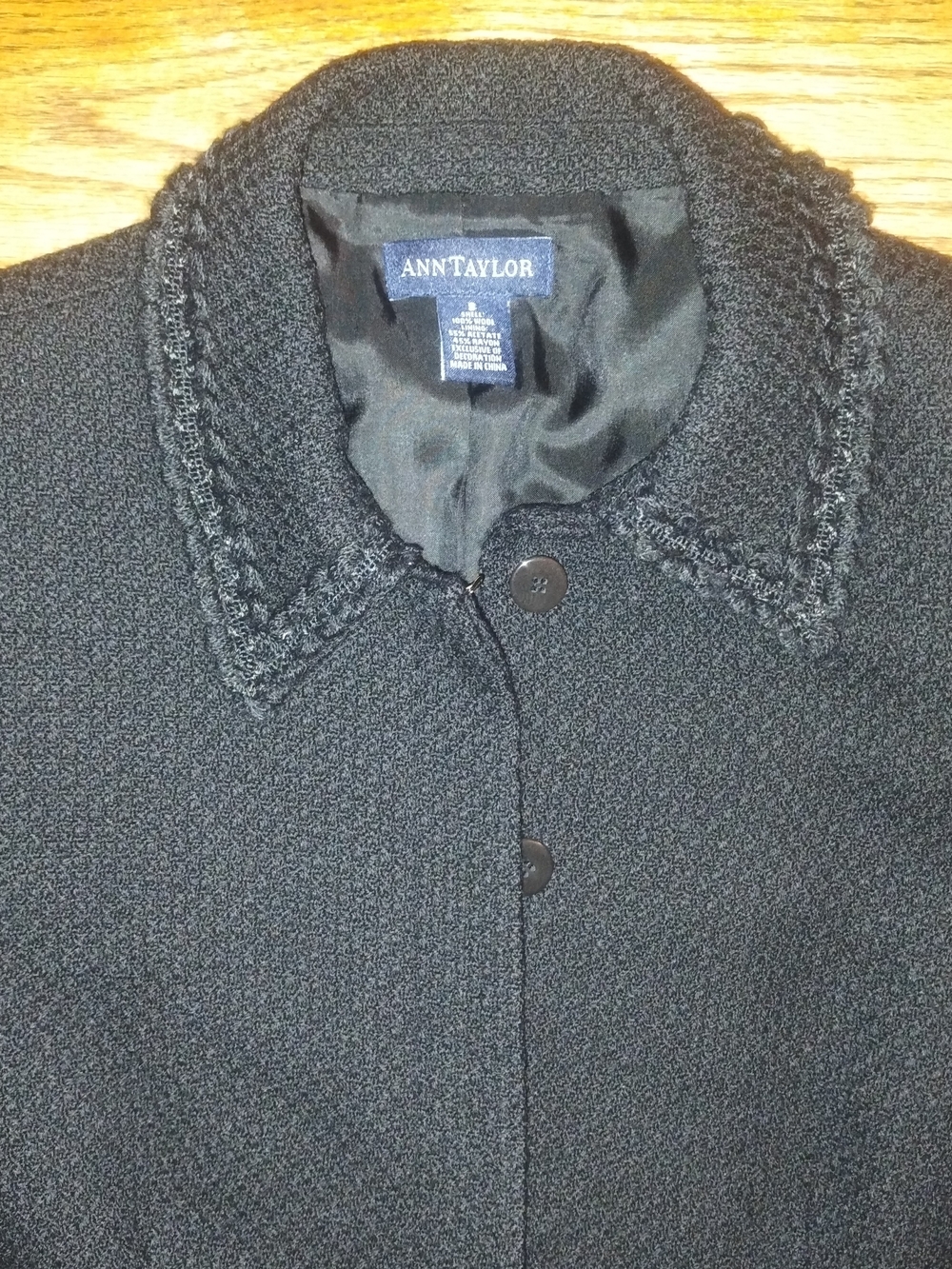 Ann Taylor Size 8 Black 100% Wool Suit Coat Blazer